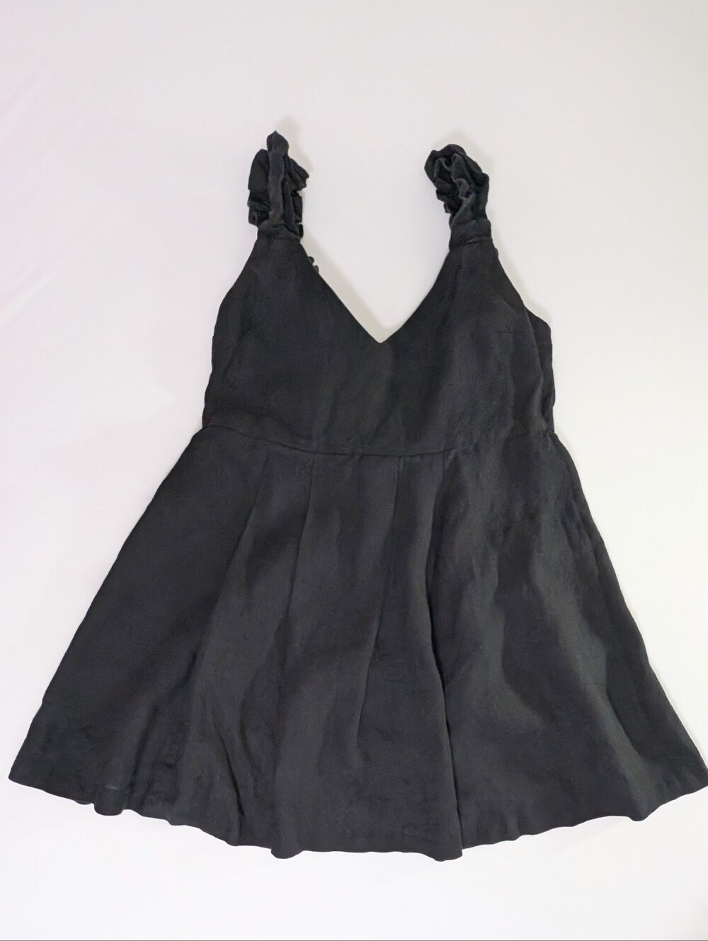 Sezane Lizon Linen Mini Dress Black